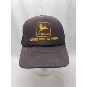 Vintage John‎ Deere Hat Cap Black Mesh Snapback Foam Rope Nissin Tag